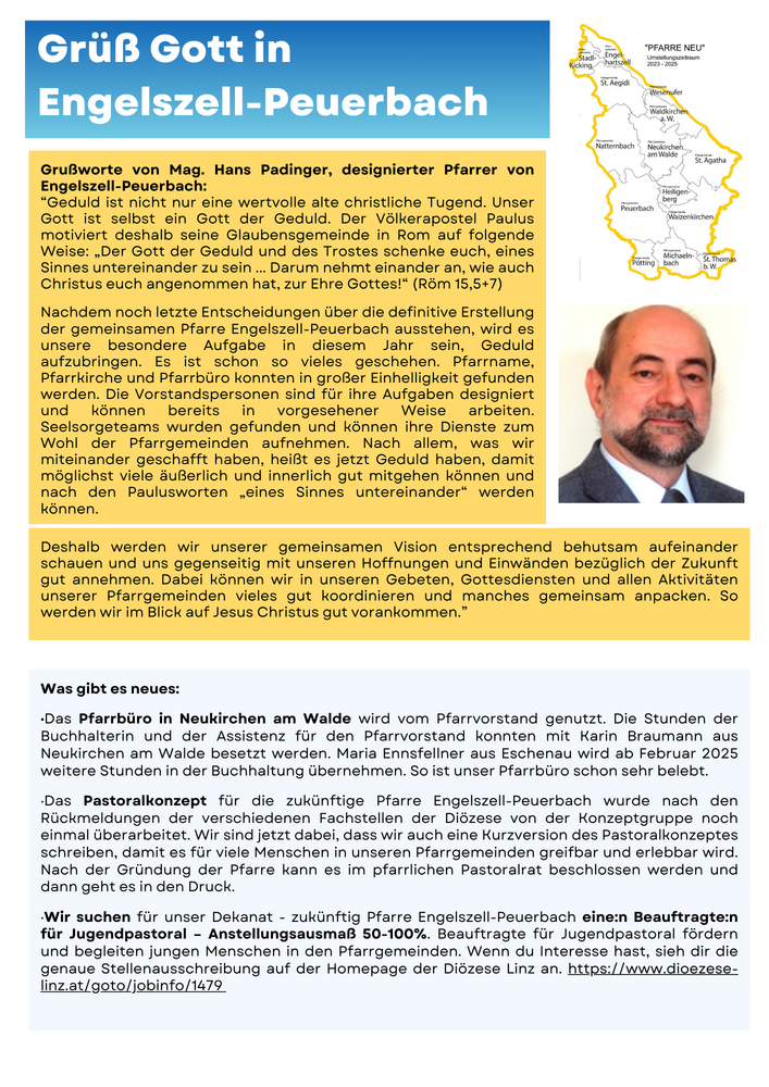 Pfarrnews Engelszell-Peuerbach - Frühjahr 2025